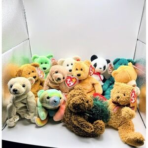 Ty Beanie Babies Lot of 11 Plush Bears Our First Christmas Panda Tie Dye READ:
